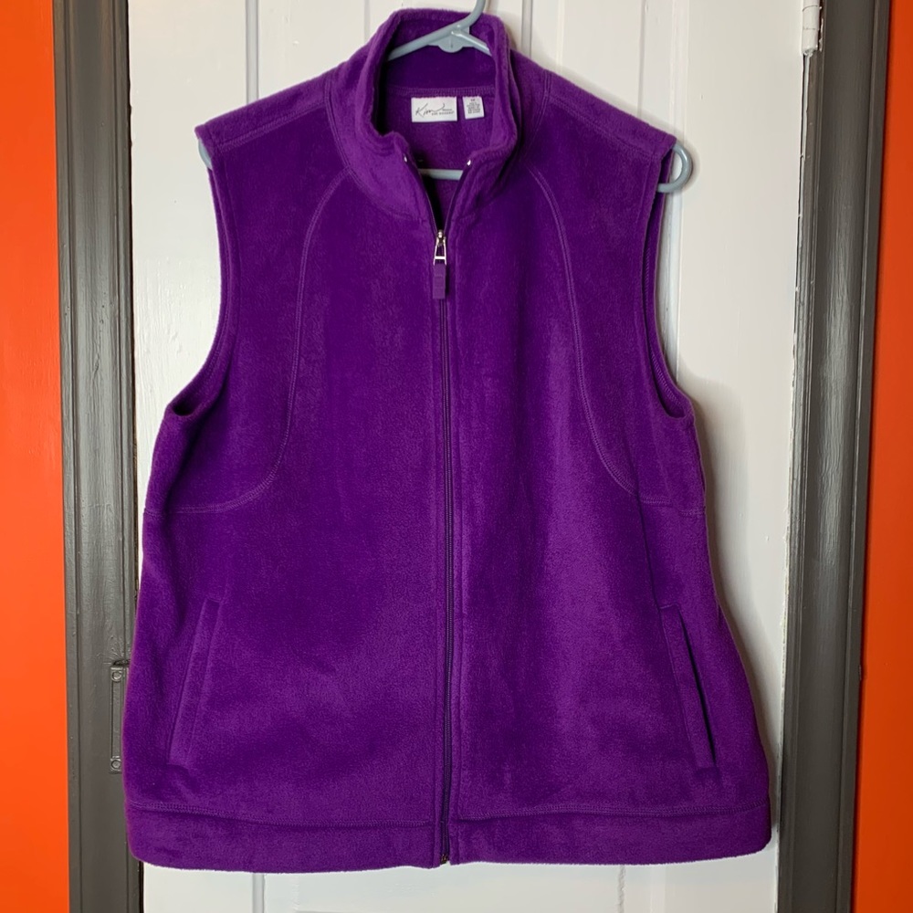 Kim Rogers Comfy Fleece Zip Up Purple Vest